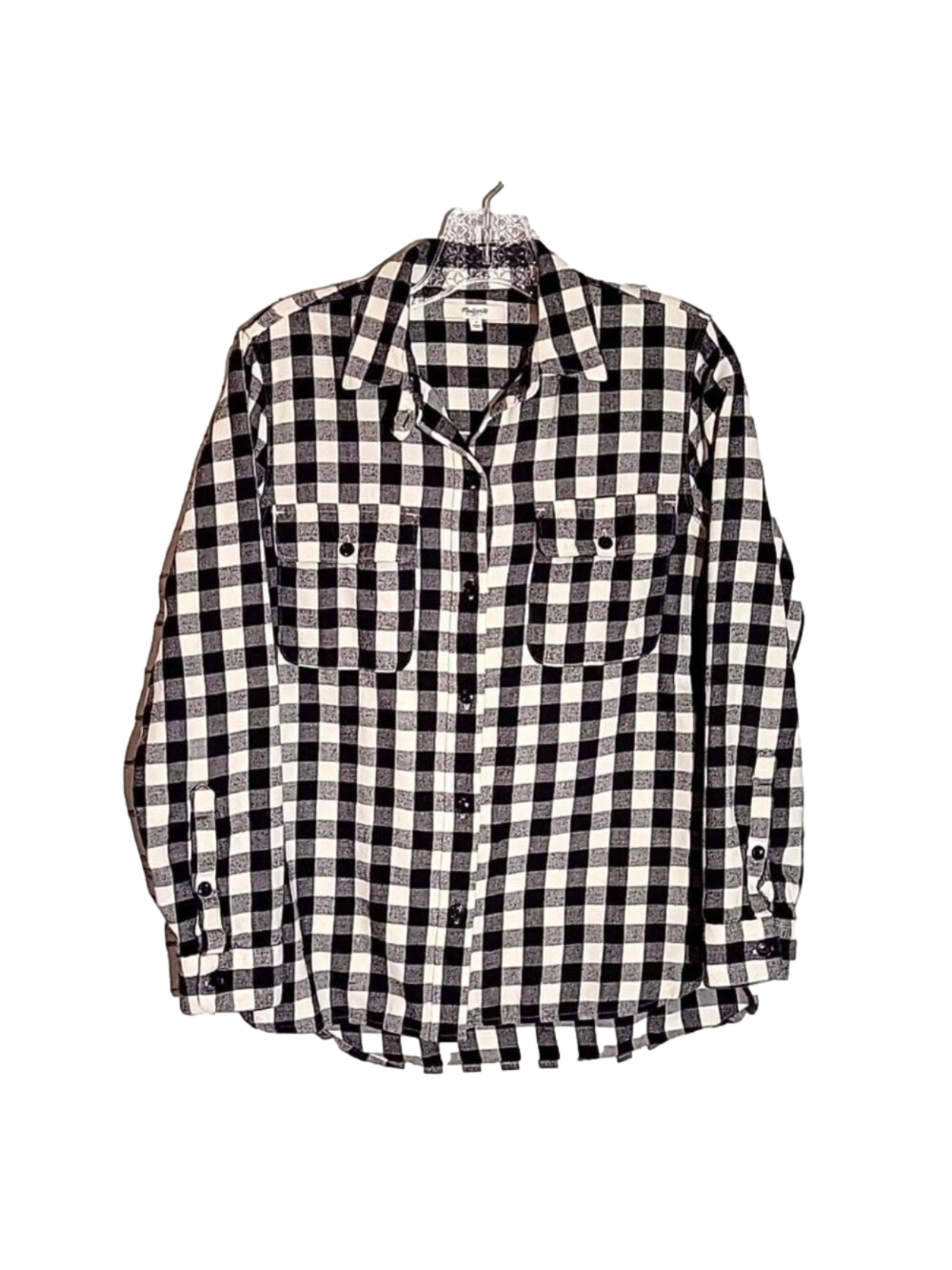 Madewell Women's Button-Down, Long-sleeved Black/White Plaid Shirt, Sz Small